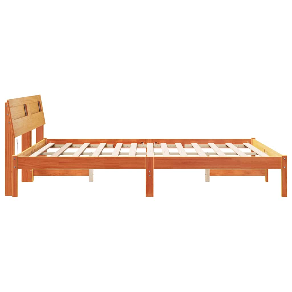 Bettrahmen Wachsbraun 160 x 200 cm Massives Kiefernholz