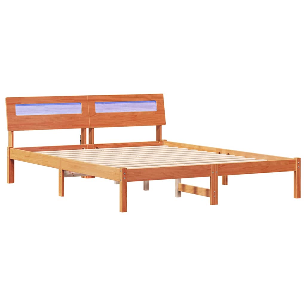 Bettrahmen Wachsbraun 150 x 200 cm Massives Kiefernholz