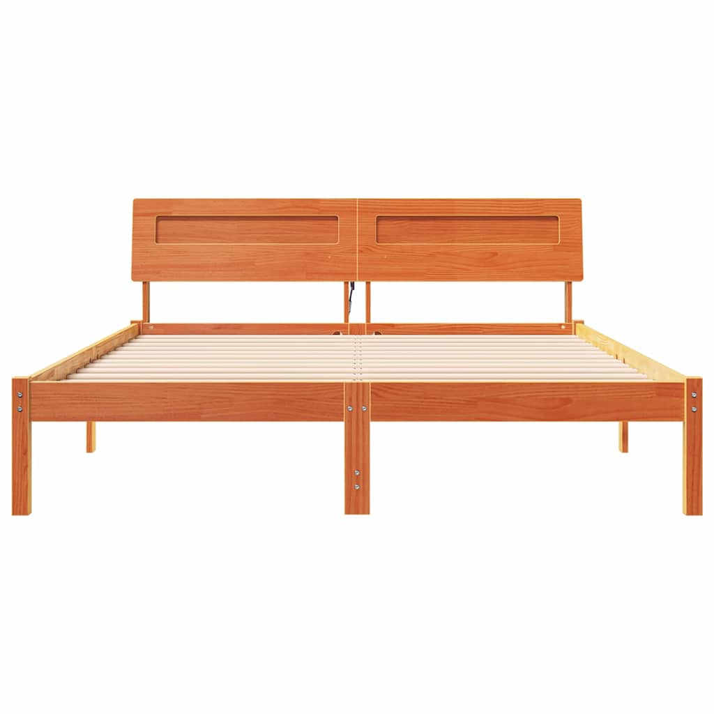 Bettrahmen Wachsbraun 150 x 200 cm Massives Kiefernholz