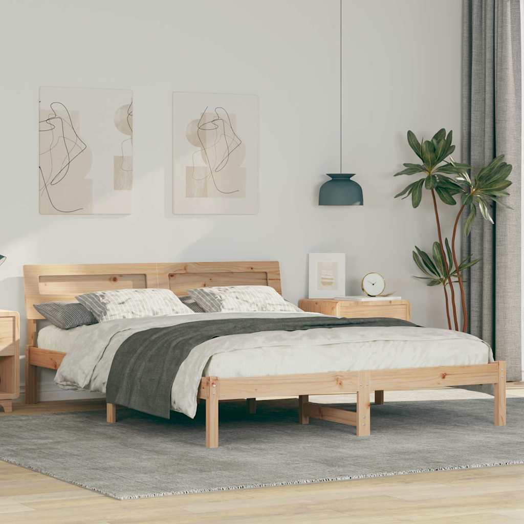 Bettrahmen mit Kopfteil Braun 140 x 200 cm Massives Kiefernholz