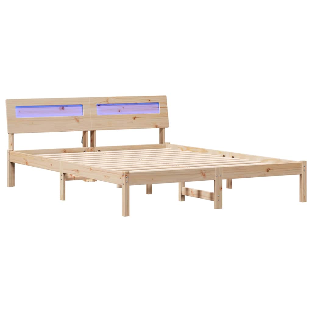 Bettrahmen mit Kopfteil Braun 140 x 200 cm Massives Kiefernholz