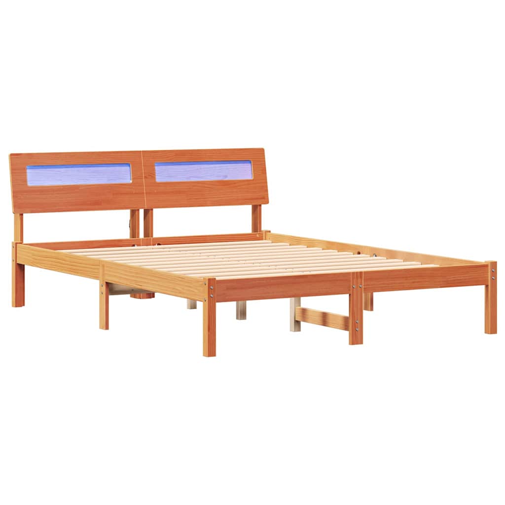 Bettrahmen Wachsbraun 120 x 200 cm Massives Kiefernholz
