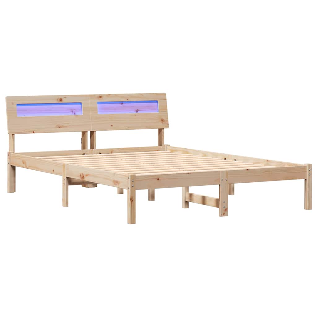 Bettrahmen mit Kopfteil Braun 135 x 190 cm Massives Kiefernholz