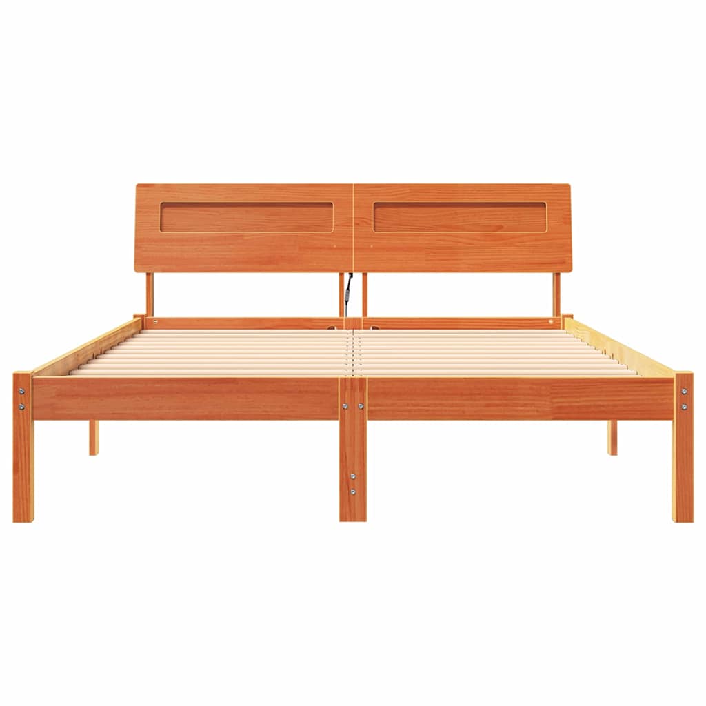 Bettrahmen Wachsbraun 120 x 190 cm Massives Kiefernholz