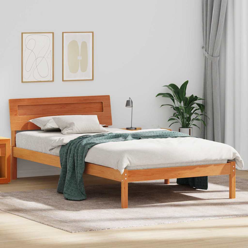 Bettrahmen Wachsbraun 100 x 200 cm Massives Kiefernholz