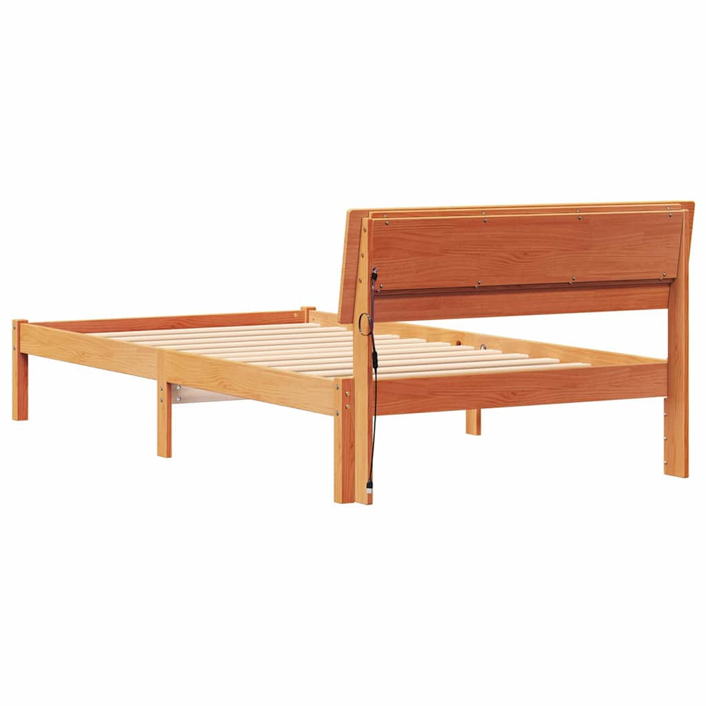 Bettrahmen Wachsbraun 100 x 200 cm Massives Kiefernholz