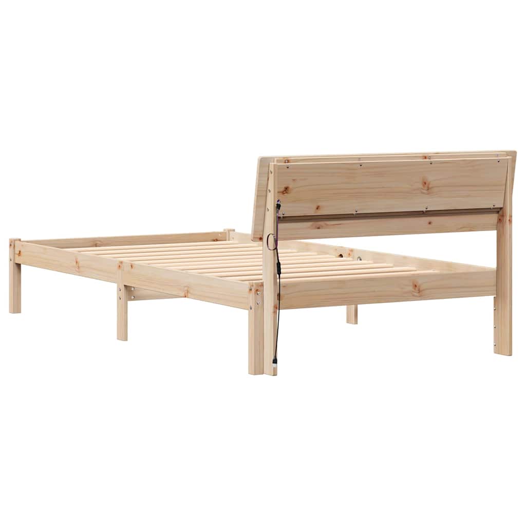 Bettrahmen mit Kopfteil Braun 90 x 200 cm Massives Kiefernholz