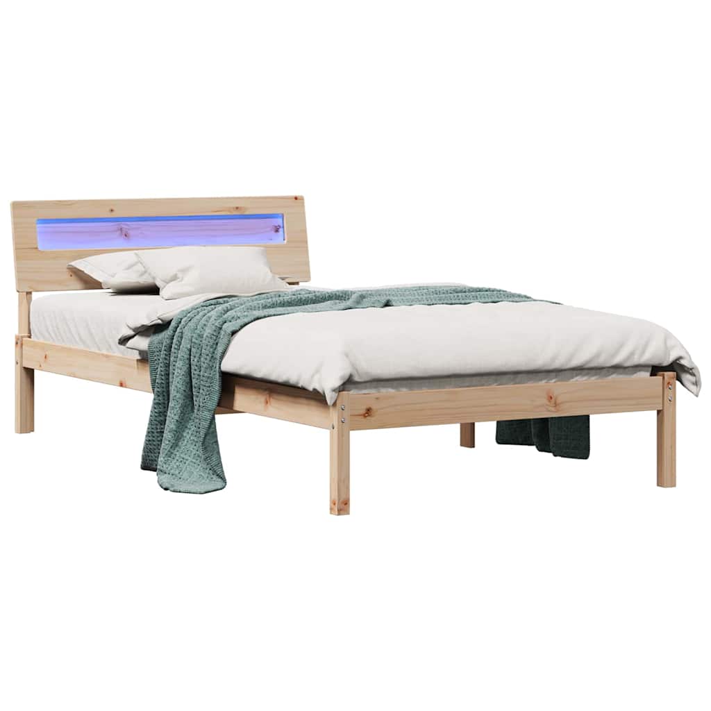 Bettrahmen mit Kopfteil Braun 90 x 200 cm Massives Kiefernholz