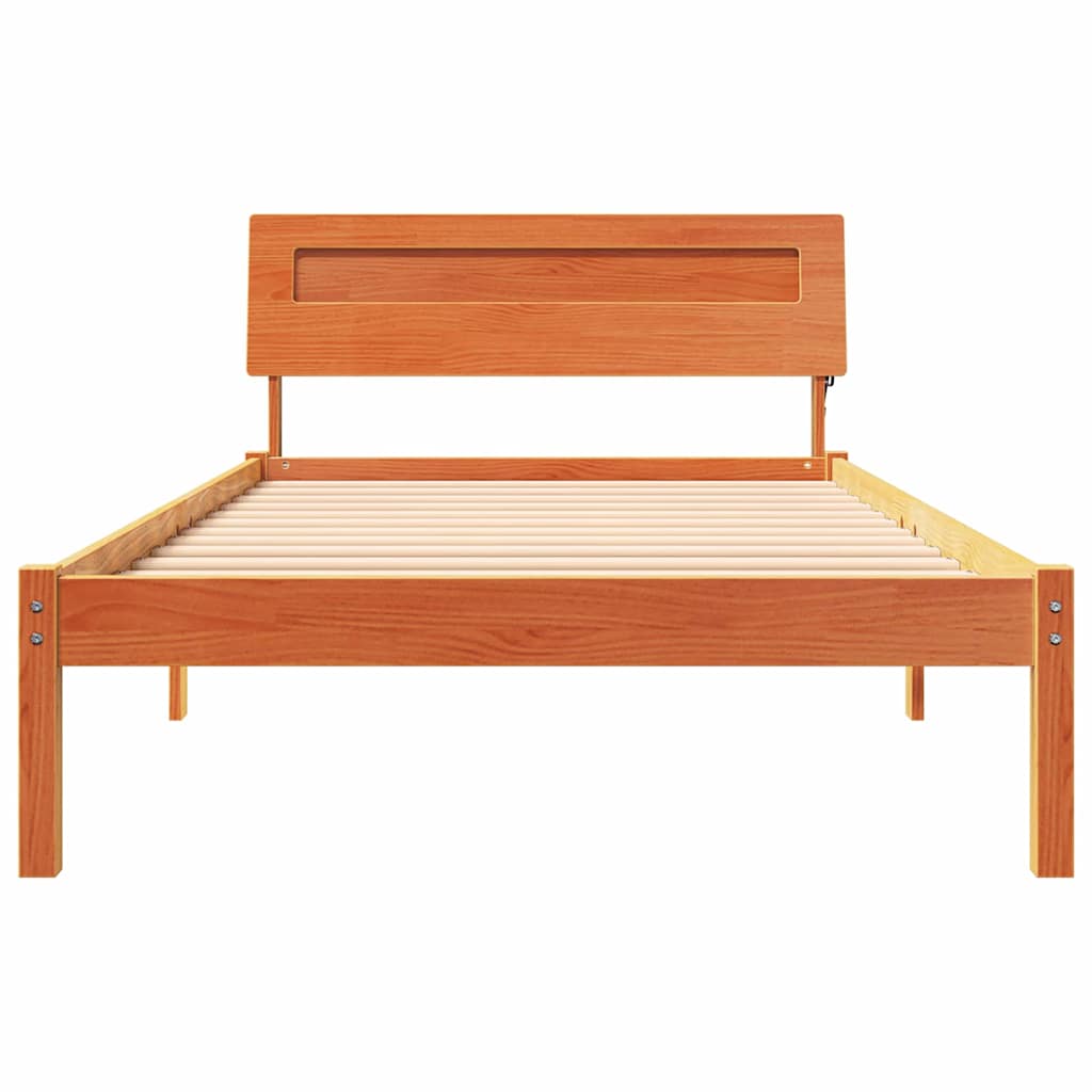 Bettrahmen Wachsbraun 90 x 200 cm Massives Kiefernholz