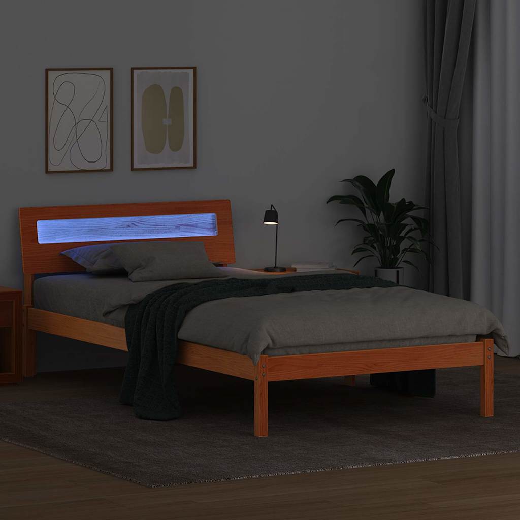 Bettrahmen Wachsbraun 75 x 190 cm Massives Kiefernholz