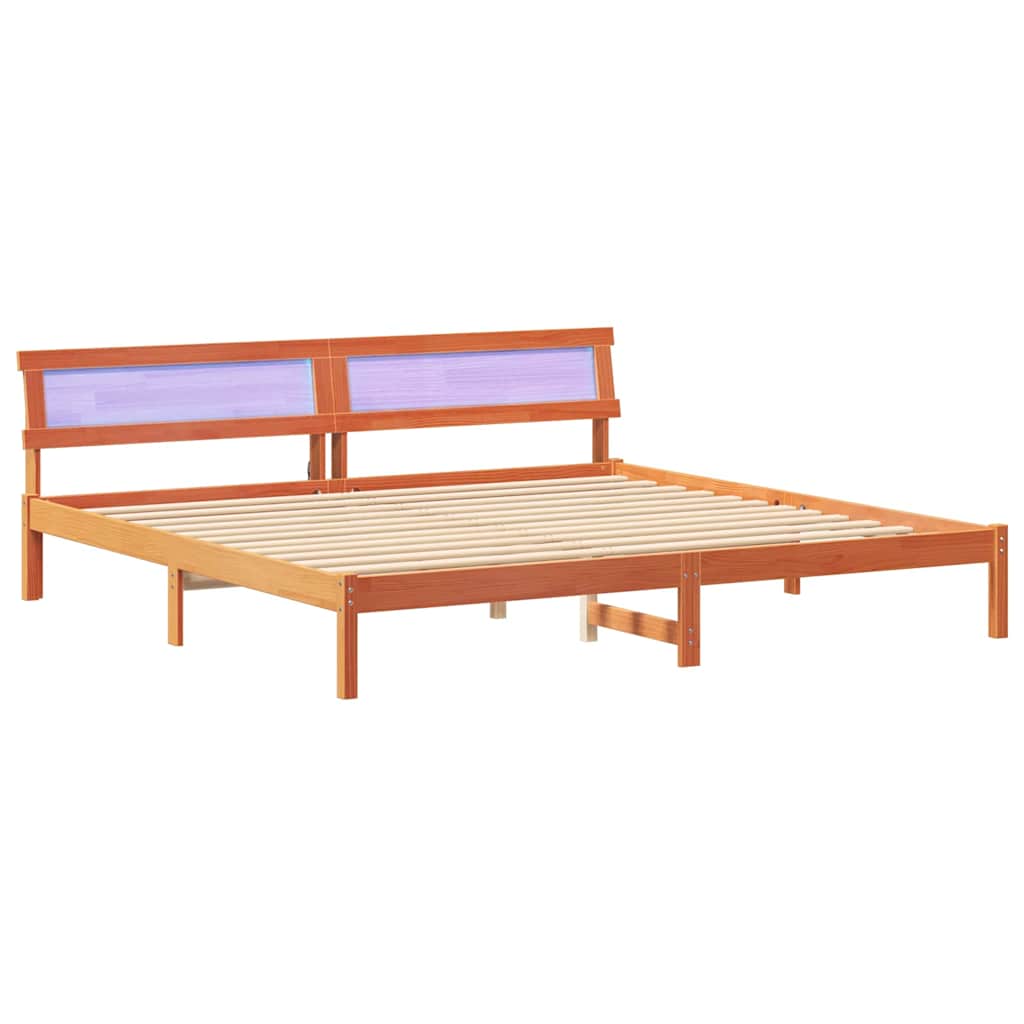 Bettrahmen Wachsbraun 180 x 200 cm Massives Kiefernholz