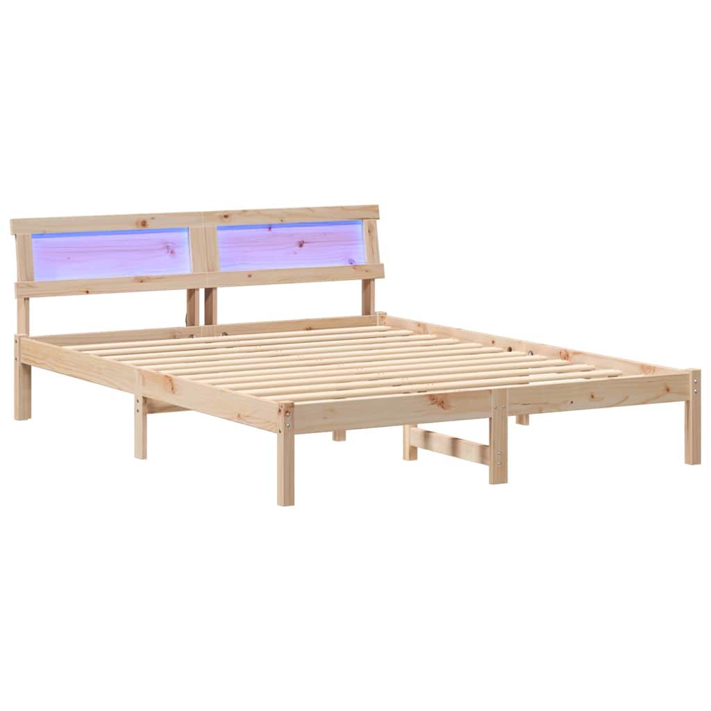 Bettrahmen mit Kopfteil Braun 160 x 200 cm Massives Kiefernholz