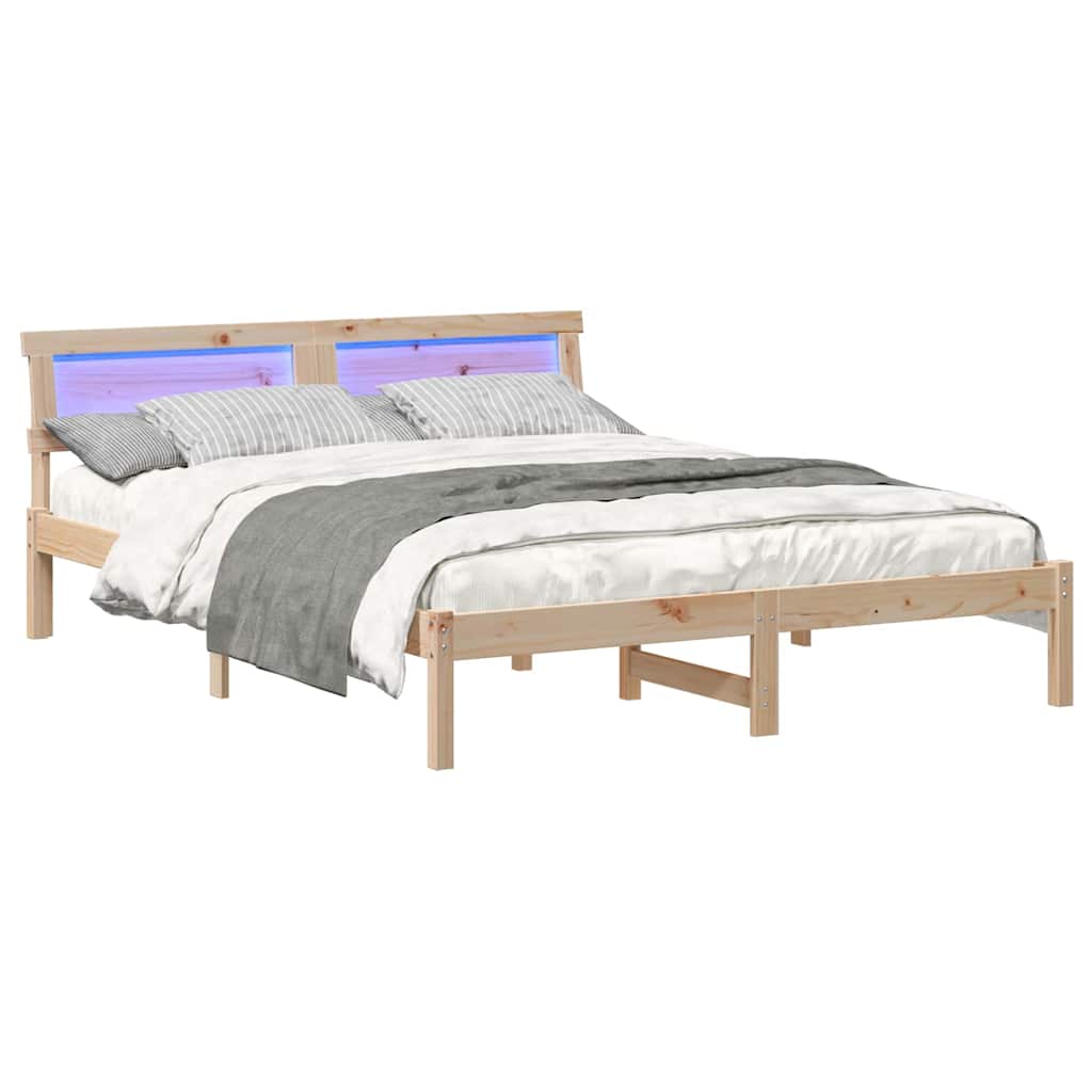Bettrahmen mit Kopfteil Braun 160 x 200 cm Massives Kiefernholz