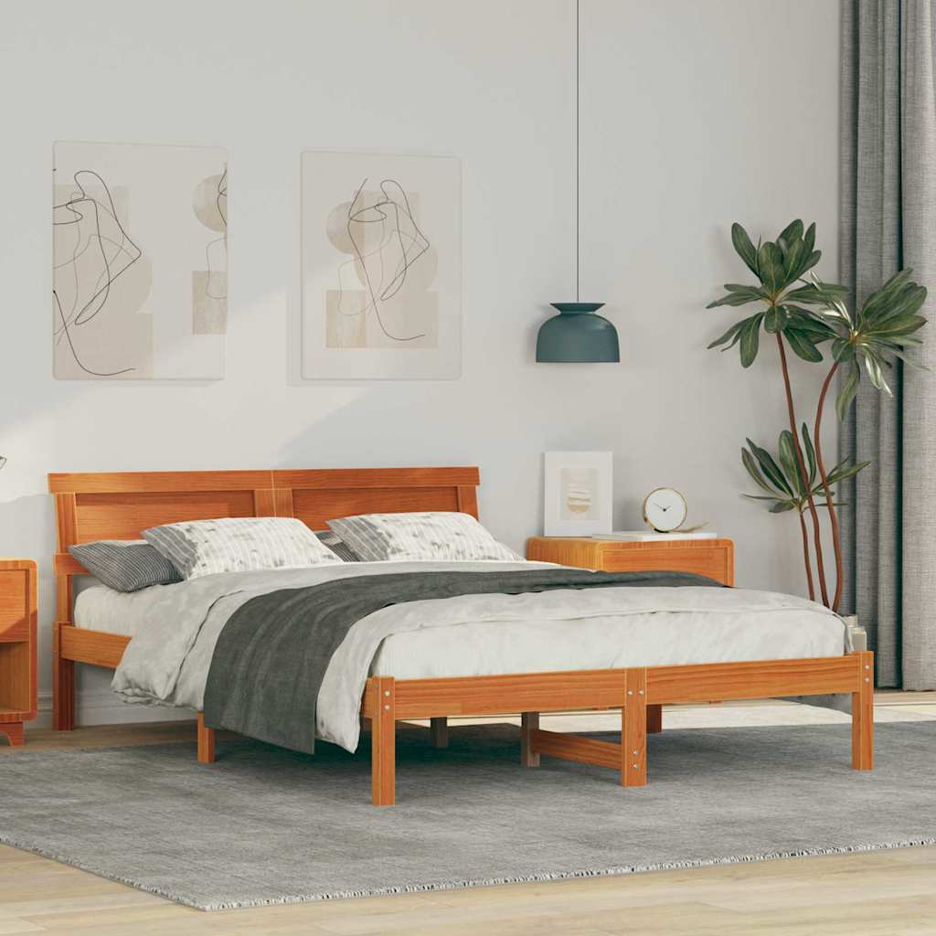 Bettrahmen Wachsbraun 120 x 200 cm Massives Kiefernholz