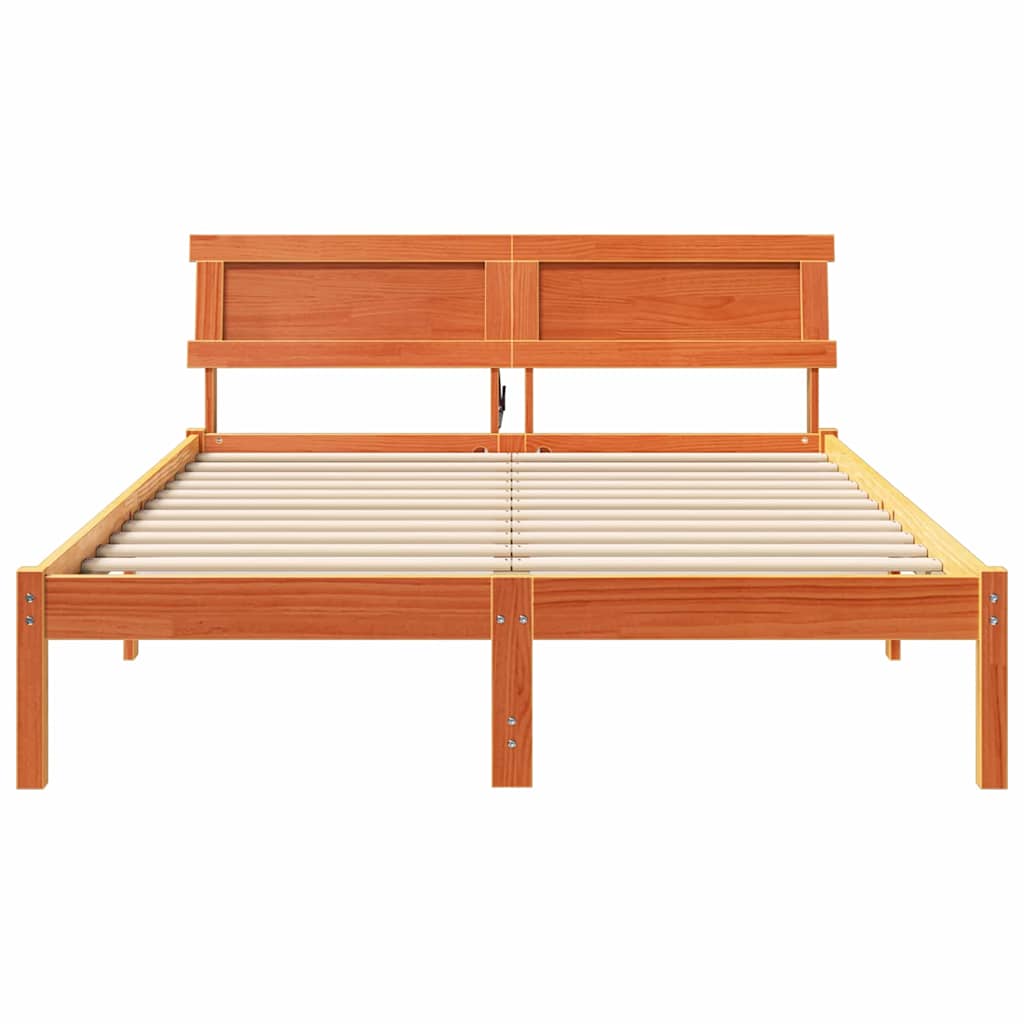 Bettrahmen Wachsbraun 120 x 190 cm Massives Kiefernholz