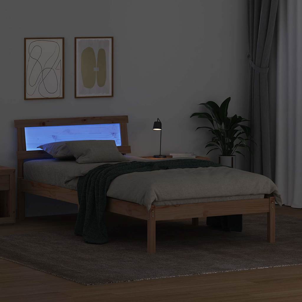 Bettrahmen mit Kopfteil Braun 90 x 200 cm Massives Kiefernholz