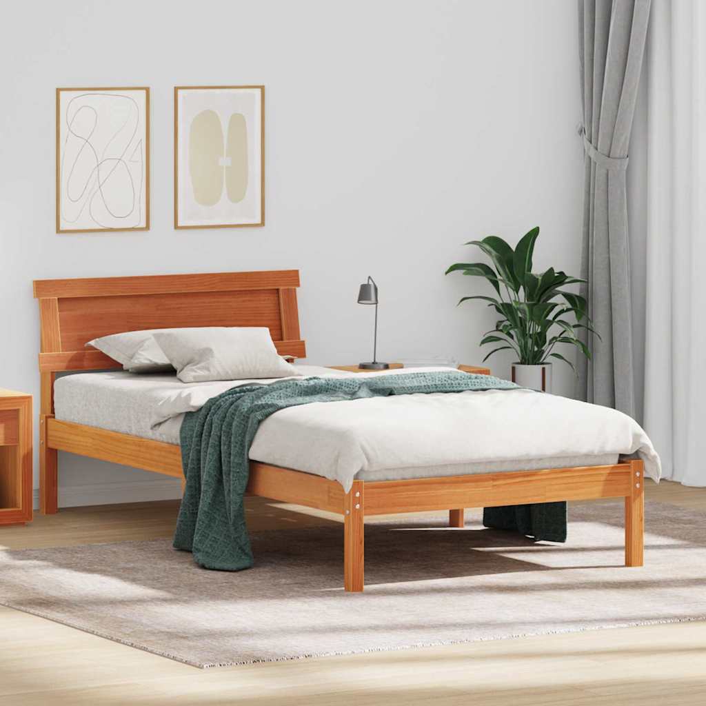 Bettrahmen Wachsbraun 90 x 200 cm Massives Kiefernholz