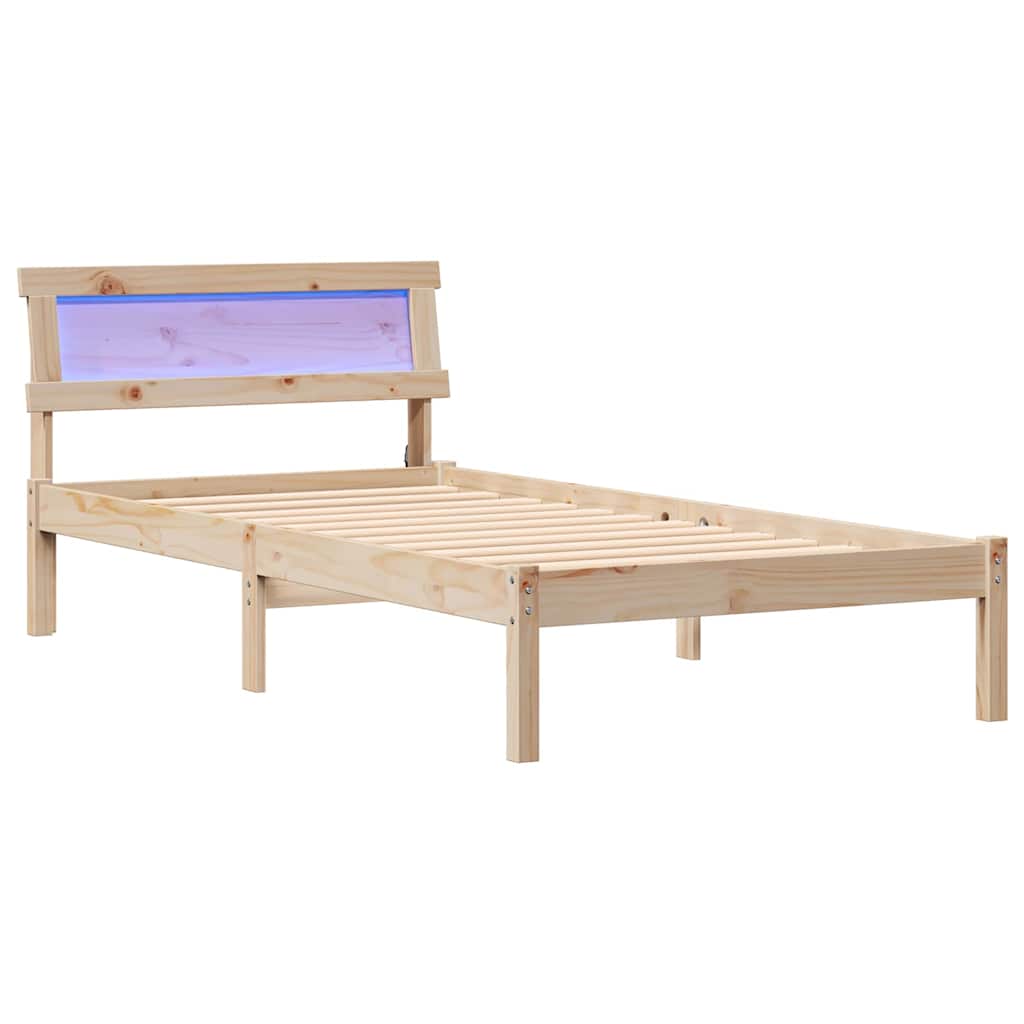 Bettrahmen mit Kopfteil Braun 90 x 190 cm Massives Kiefernholz
