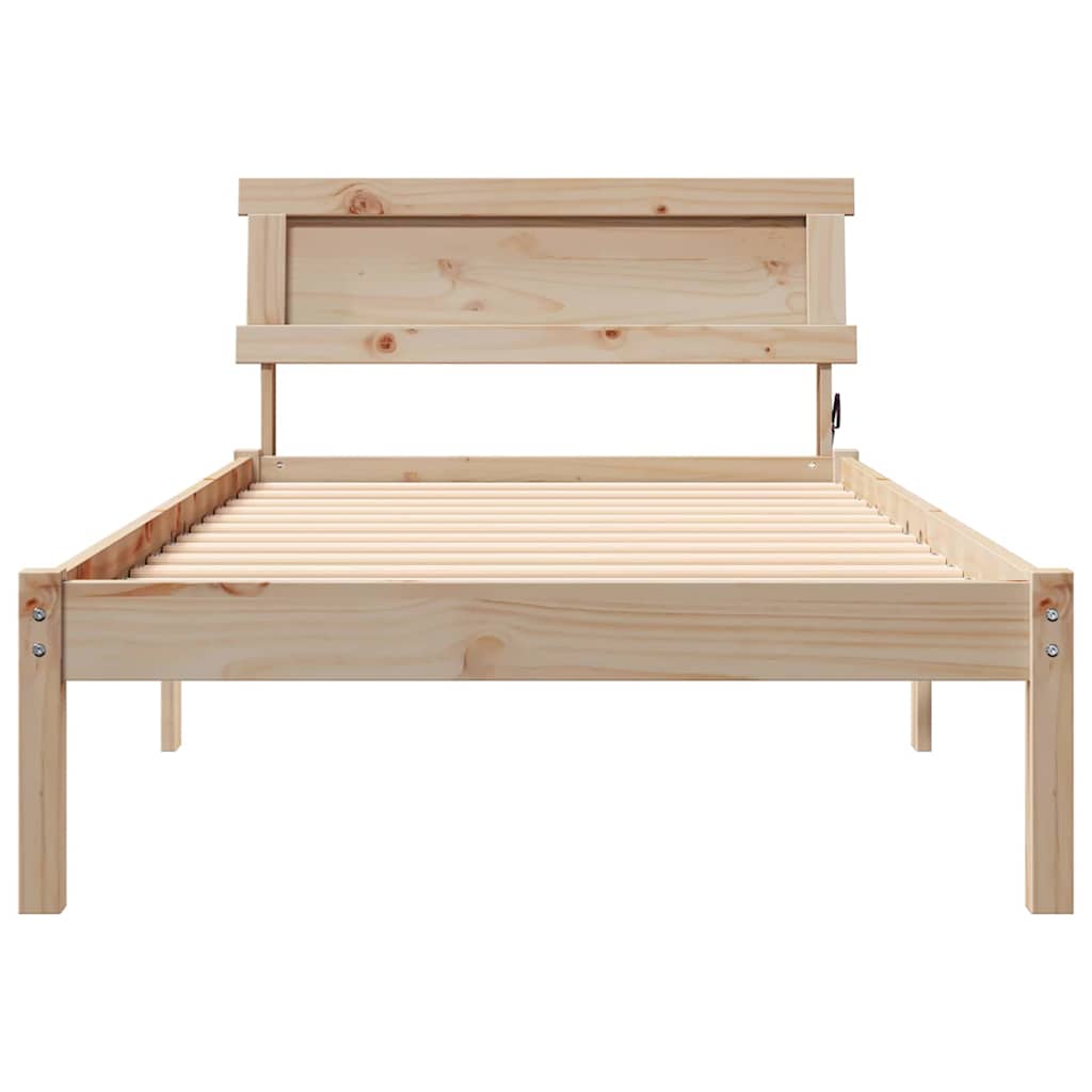 Bettrahmen mit Kopfteil Braun 75 x 190 cm Massives Kiefernholz