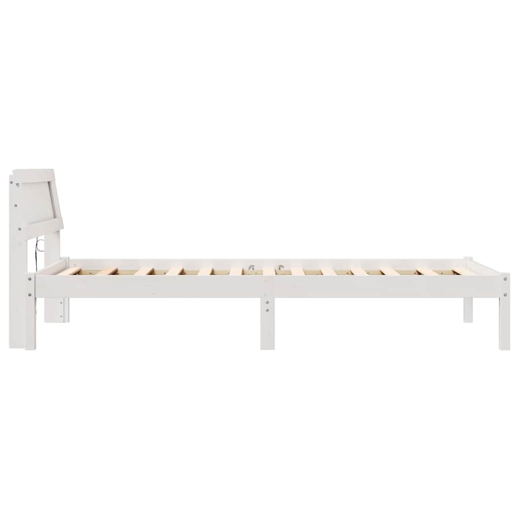 Bettrahmen mit Kopfteil Weiß 75 x 190 cm Massives Kiefernholz