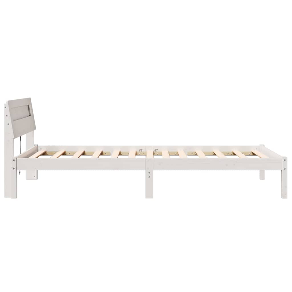 Bettrahmen mit Kopfteil Weiß 75 x 190 cm Massives Kiefernholz