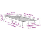 Bettrahmen Braun 80 x 210 cm Massives Kiefernholz