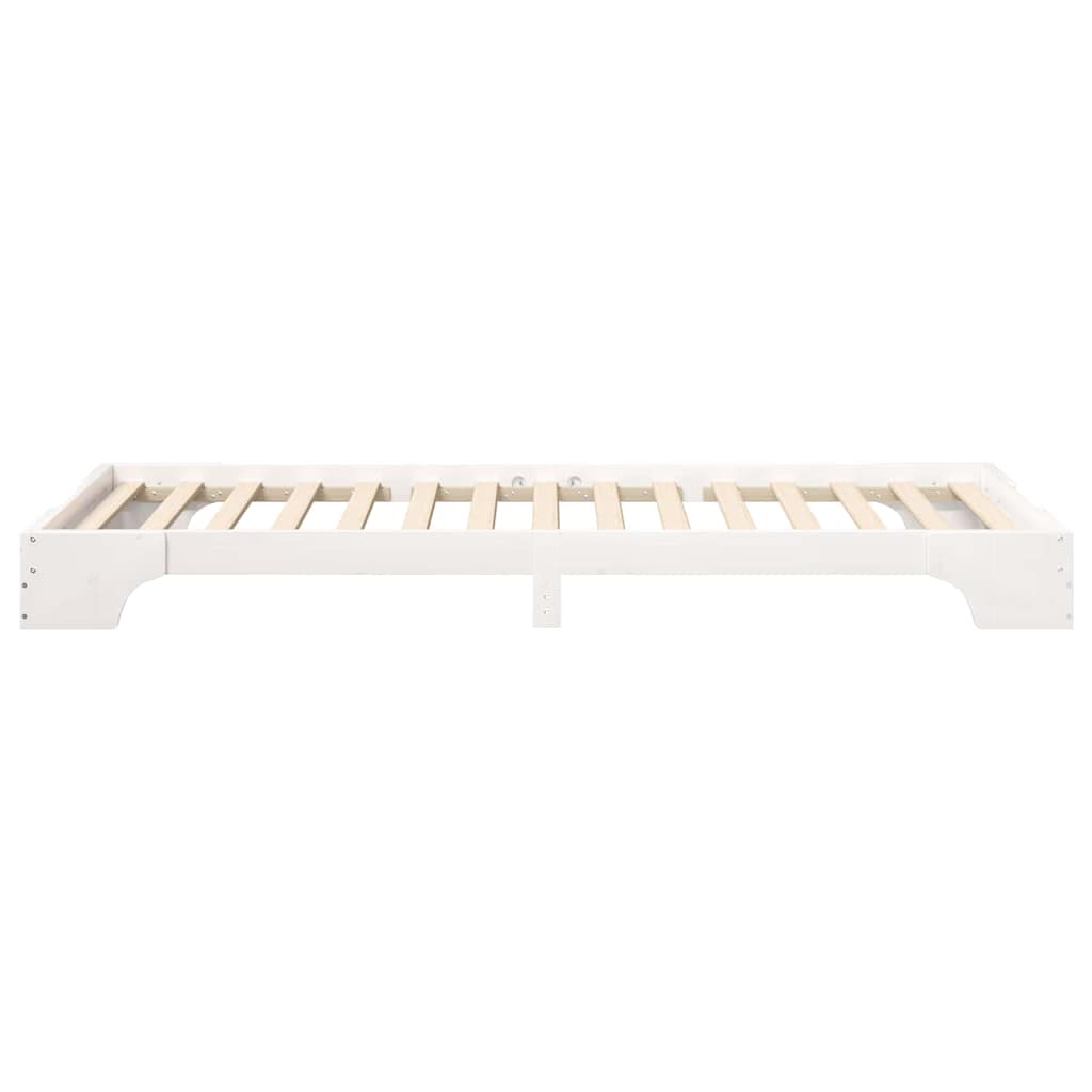 Bettrahmen Weiß 100 x 210 cm Massives Kiefernholz