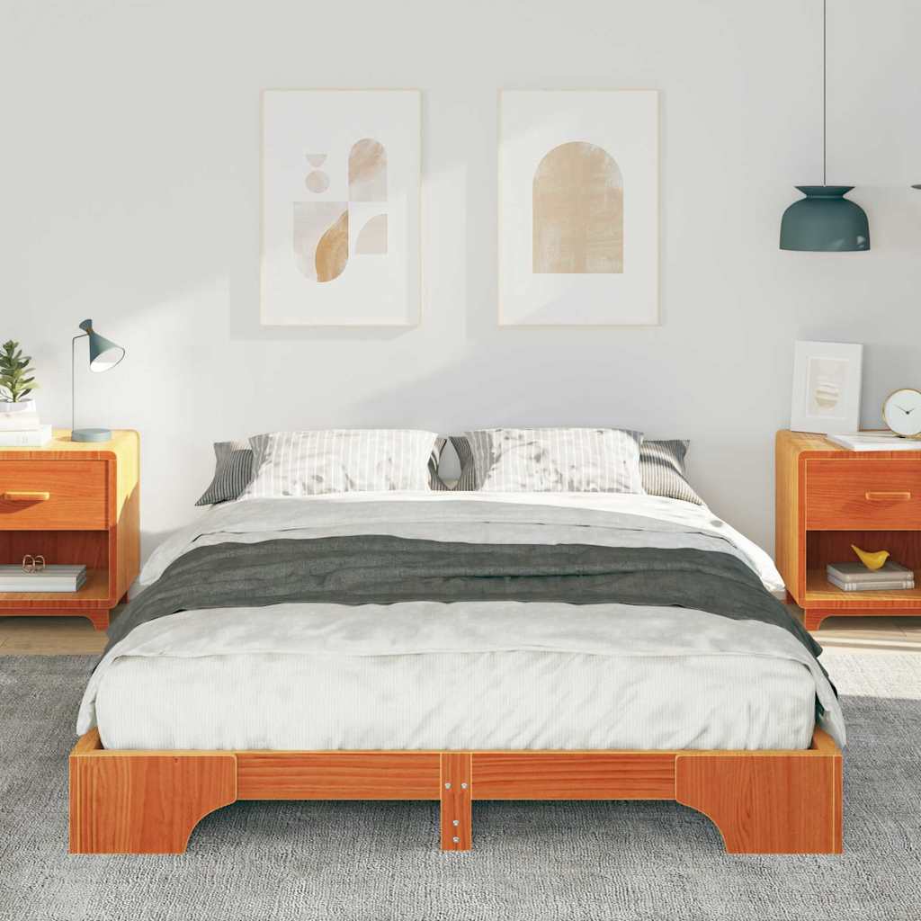Bettrahmen Braun 140 x 220 cm Massives Kiefernholz