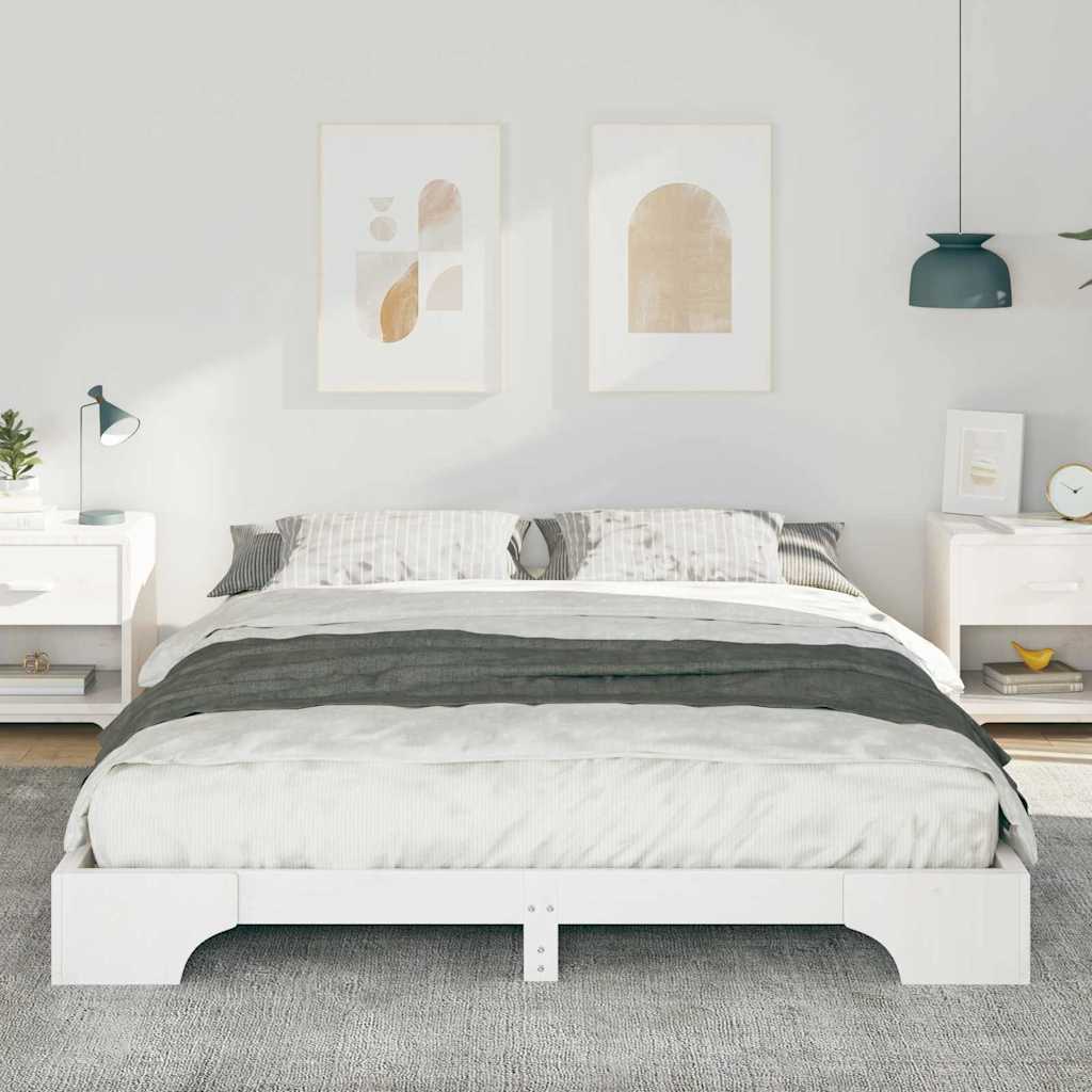 Bettrahmen Weiß 160 x 220 cm Massives Kiefernholz