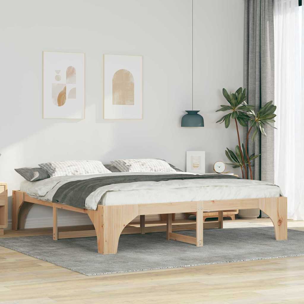 Bettrahmen Braun 200 x 200 cm Massives Kiefernholz
