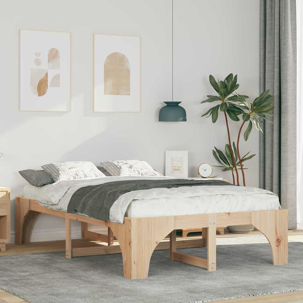 Bettrahmen Braun 140 x 190 cm Massives Kiefernholz