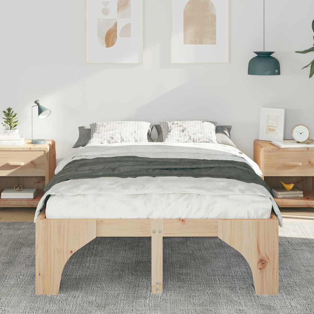 Bettrahmen Braun 140 x 190 cm Massives Kiefernholz