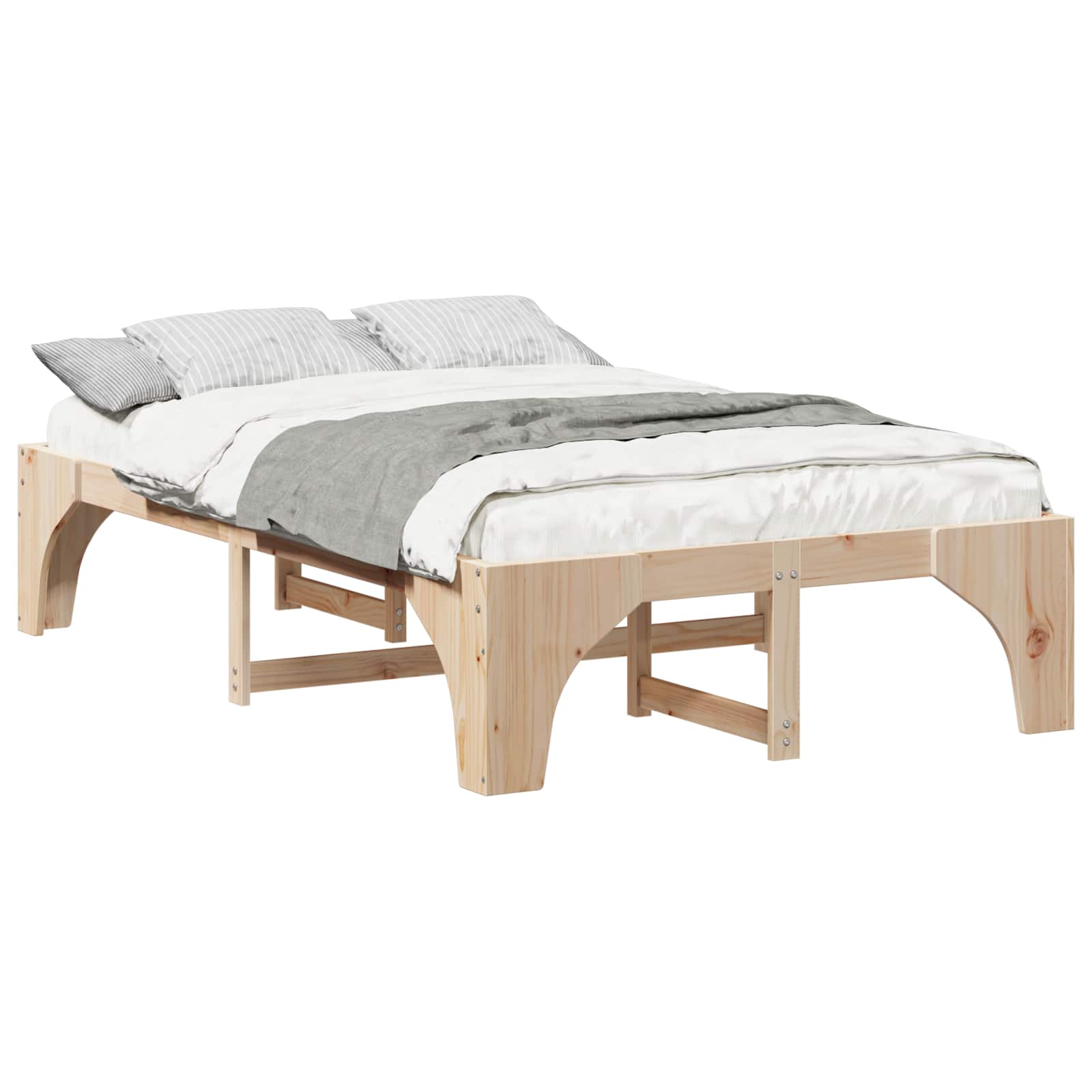 Bettrahmen Braun 140 x 190 cm Massives Kiefernholz