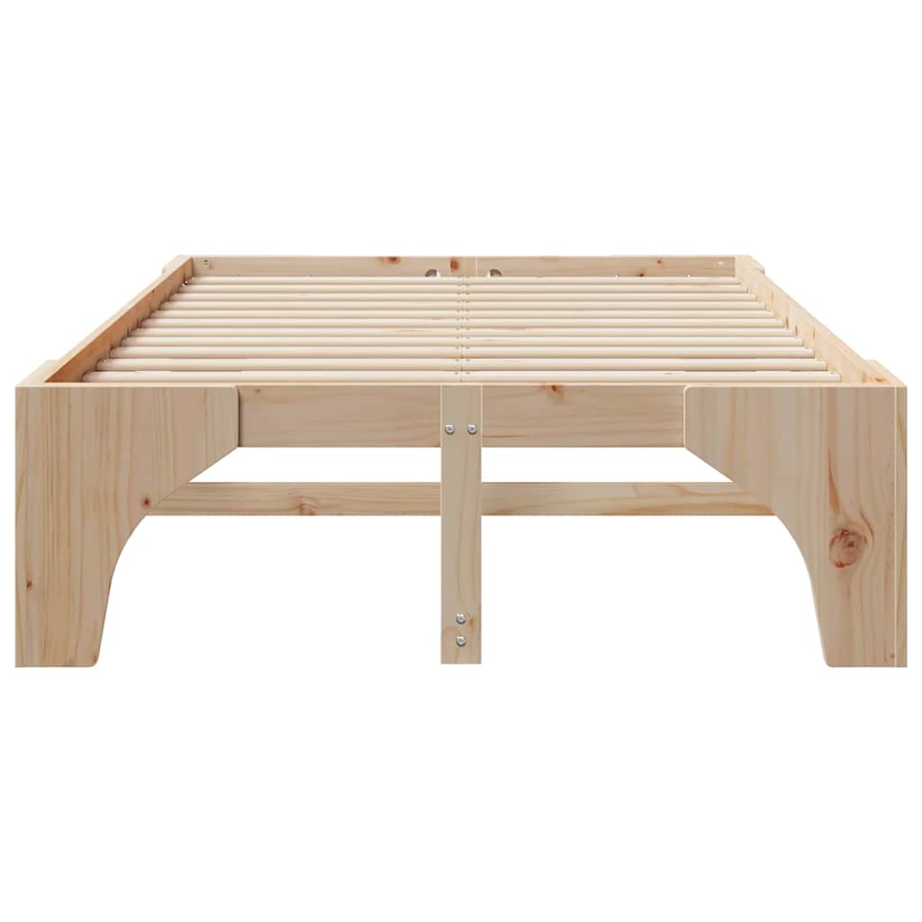 Bettrahmen Braun 140 x 190 cm Massives Kiefernholz