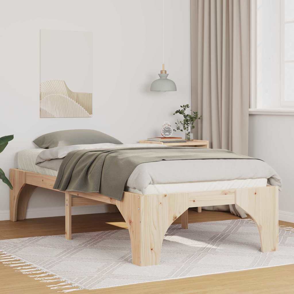 Bettrahmen Braun 75 x 190 cm Massives Kiefernholz