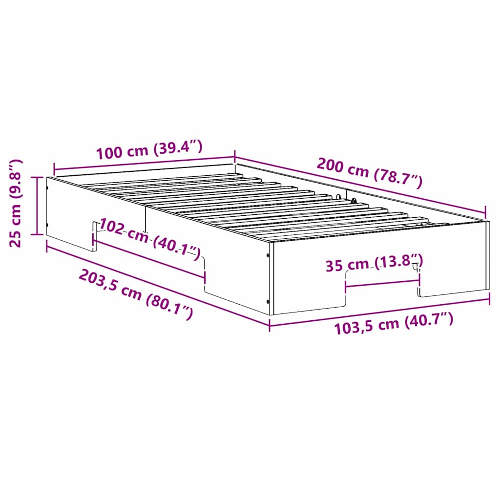 Bettgestell Weiß 100 x 200 cm