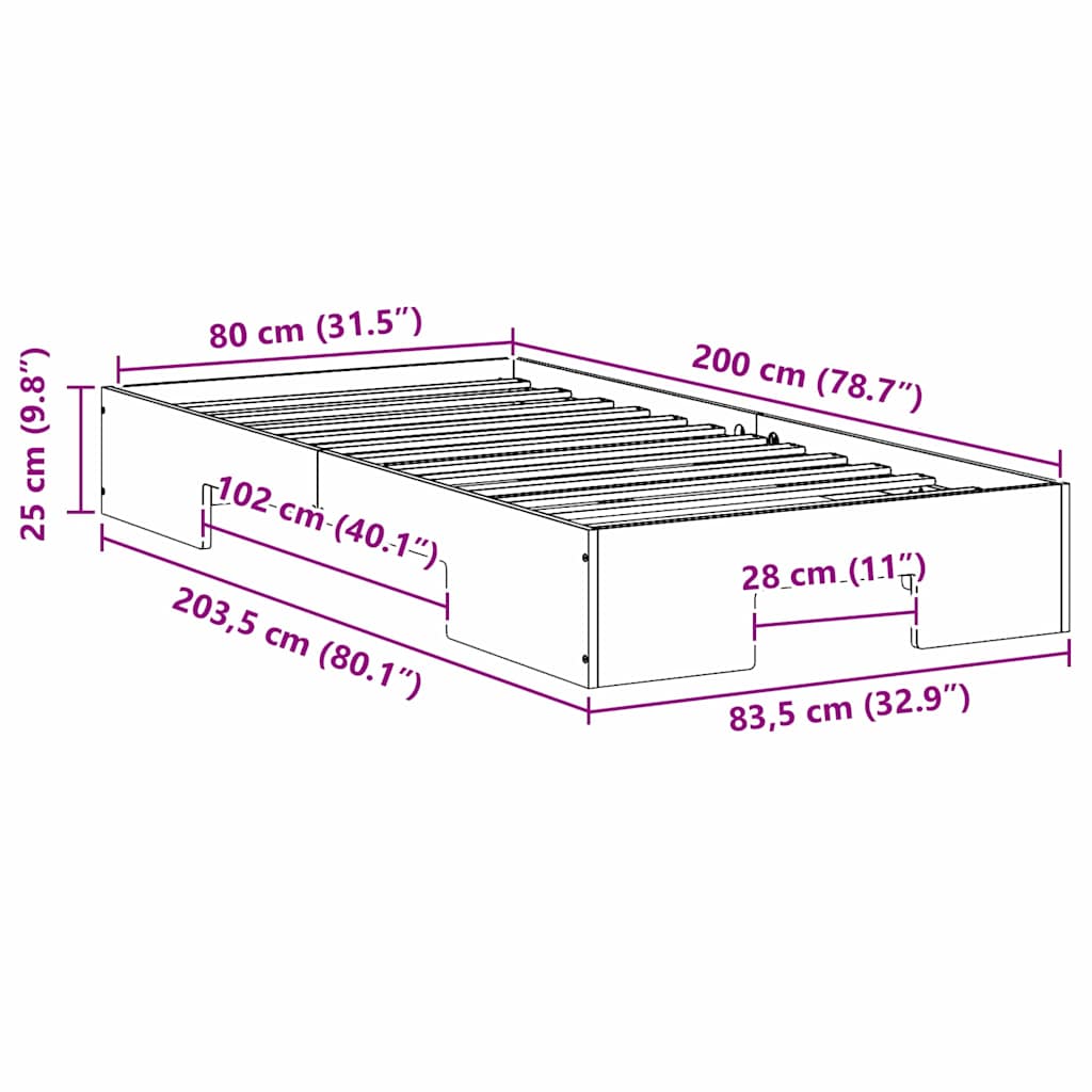 Bettgestell Braun 80 x 200 cm
