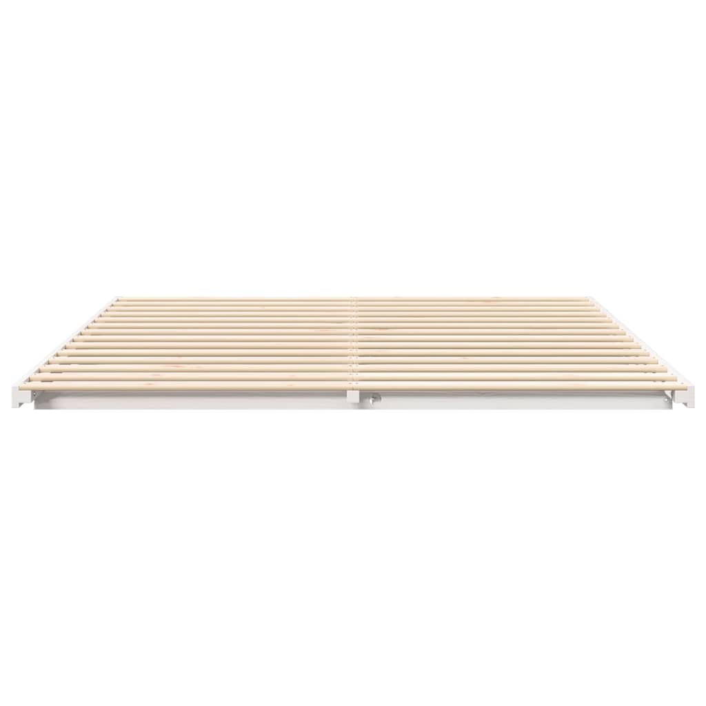 Bettrahmen Weiß 200 x 200 cm Massives Kiefernholz