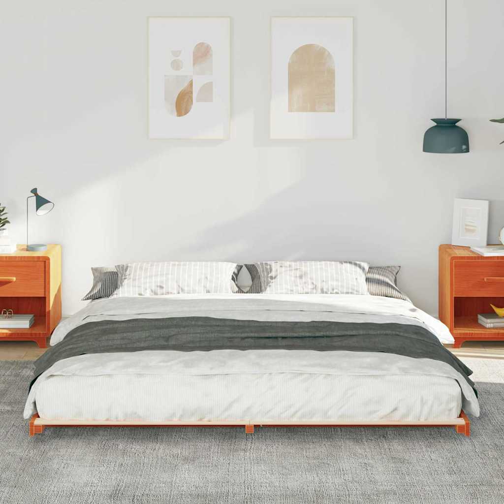 Bettrahmen Wachsbraun 200 x 200 cm Massives Kiefernholz