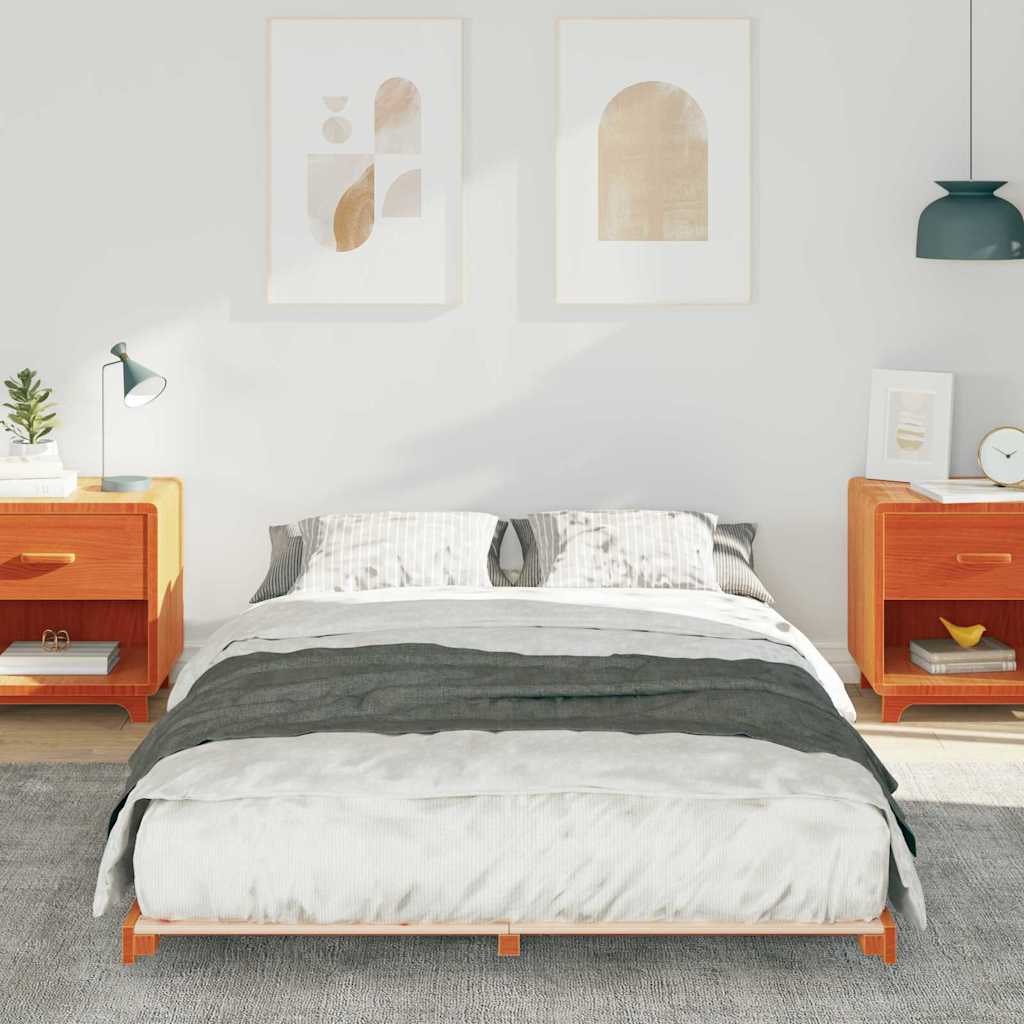Bettrahmen Wachsbraun 140 x 190 cm Massives Kiefernholz