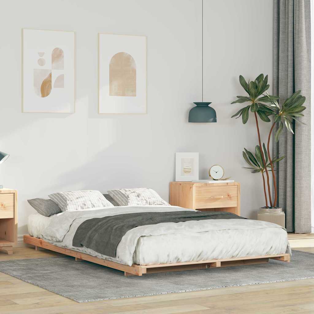 Bettrahmen Braun 135 x 190 cm Massives Kiefernholz
