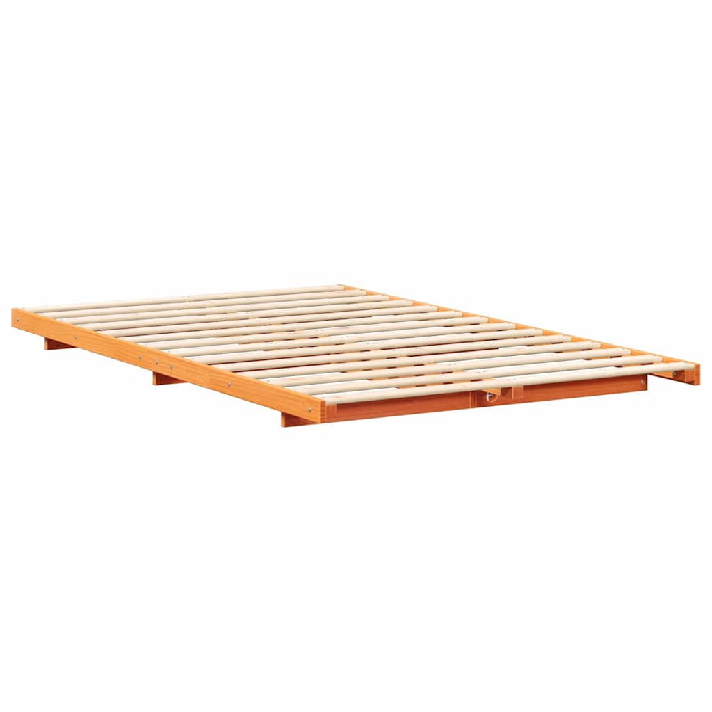 Bettrahmen Wachsbraun 135 x 190 cm Massives Kiefernholz