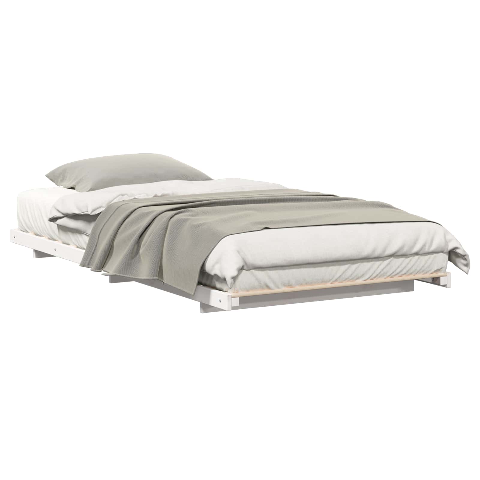 Bettrahmen Weiß 75 x 190 cm Massives Kiefernholz
