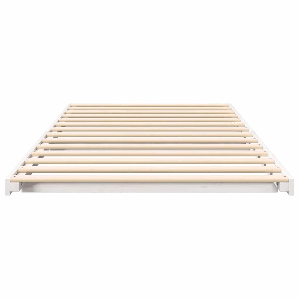 Bettrahmen Weiß 75 x 190 cm Massives Kiefernholz
