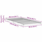 Bettrahmen Braun 90 x 210 cm Massives Kiefernholz