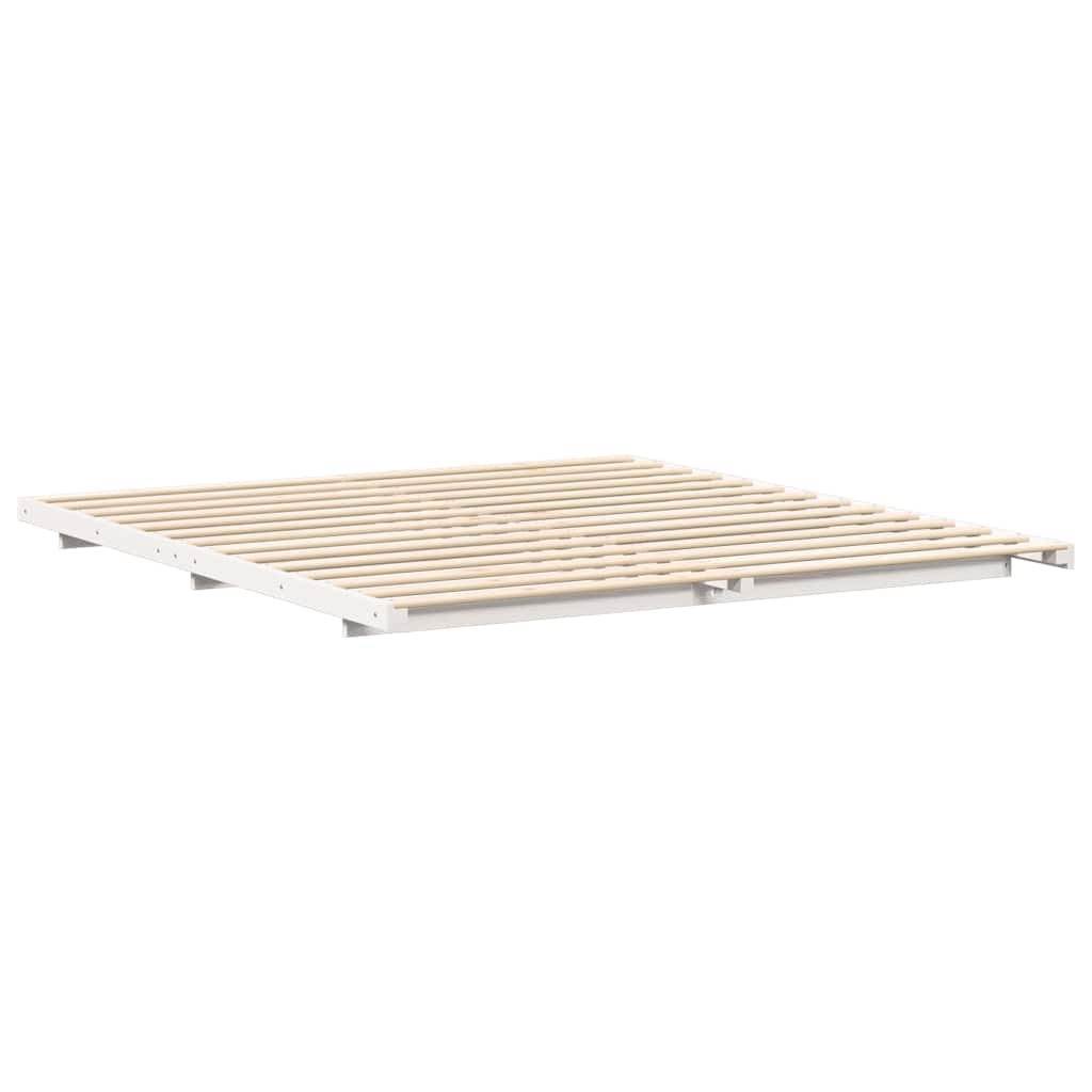 Bettrahmen Weiß 200 x 210 cm Massives Kiefernholz