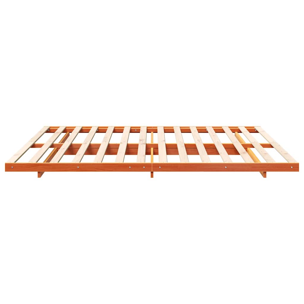 Bettrahmen Wachsbraun 200 x 210 cm Massives Kiefernholz