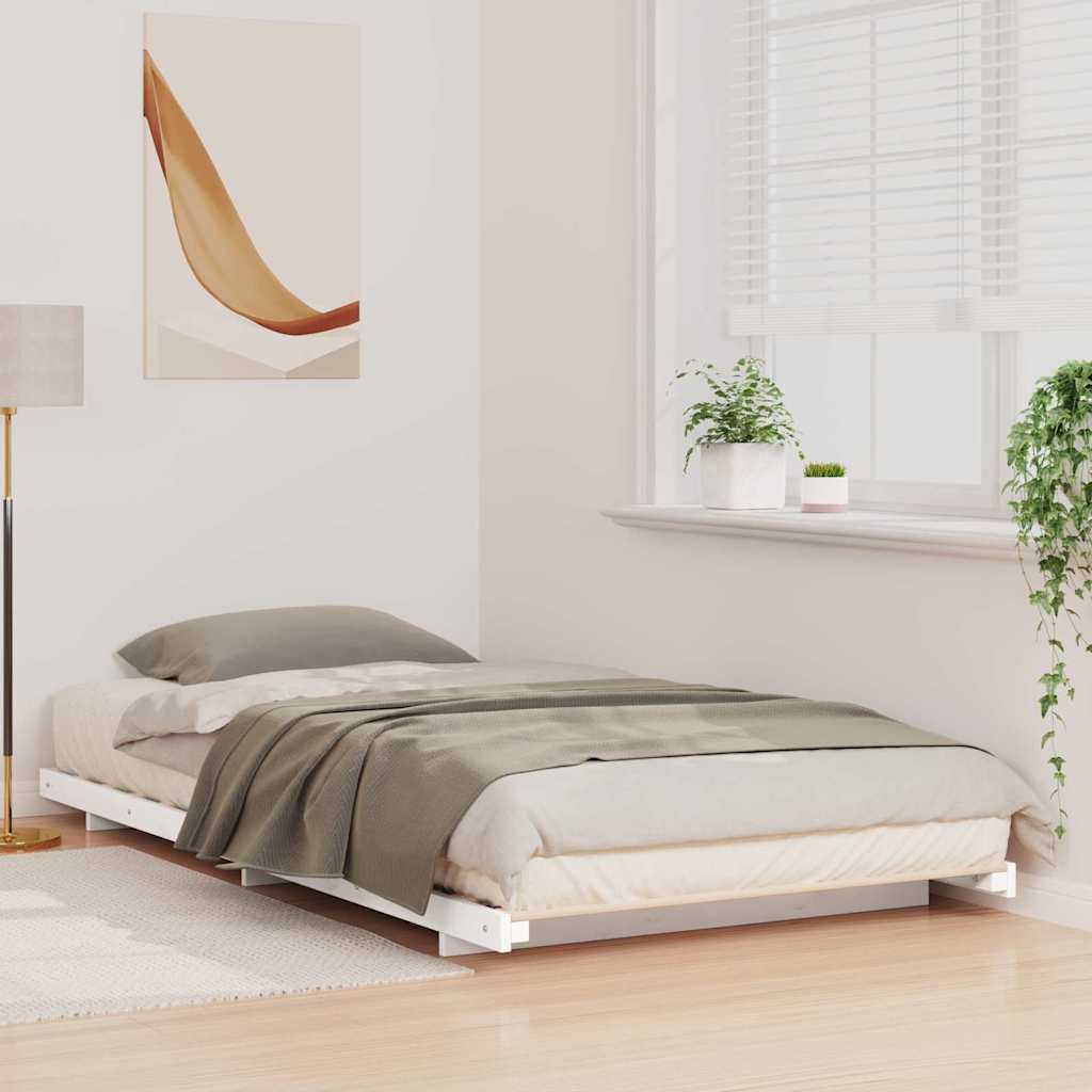Bettrahmen Weiß 90 x 220 cm Massives Kiefernholz