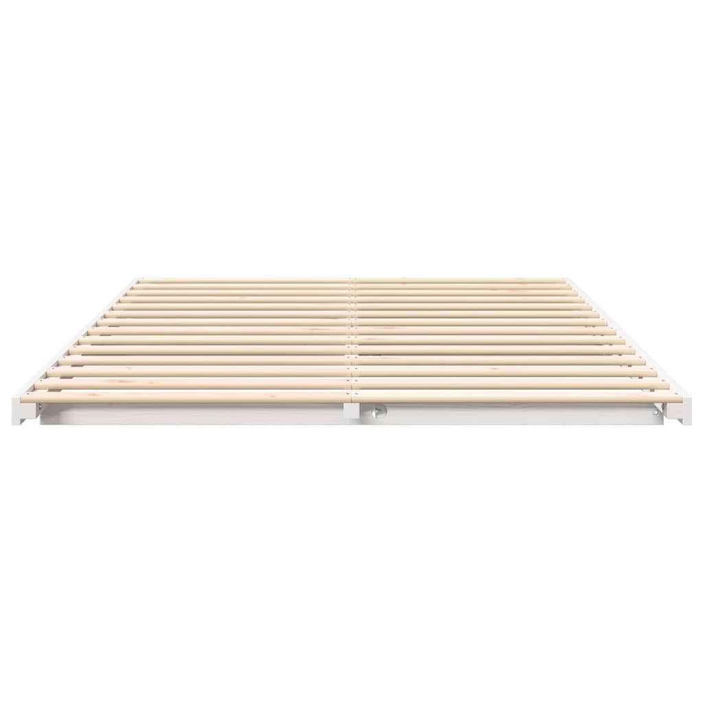 Bettrahmen Weiß 160 x 220 cm Massives Kiefernholz