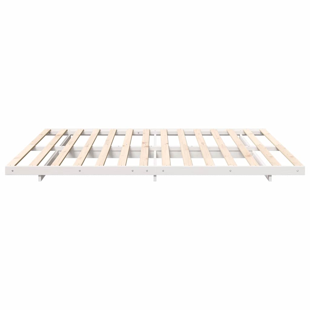 Bettrahmen Weiß 200 x 220 cm Massives Kiefernholz